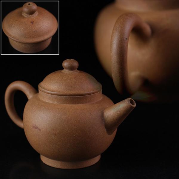 清】古作 時代唐物 朱泥紫砂急須 煎茶道具【白泥★茶道具】TW080617-AJ