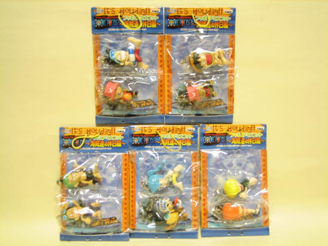  原文:★　ワンピース　フィギュアマスコット　海賊達の休日編　( 全５種セット )　非売品　▲△