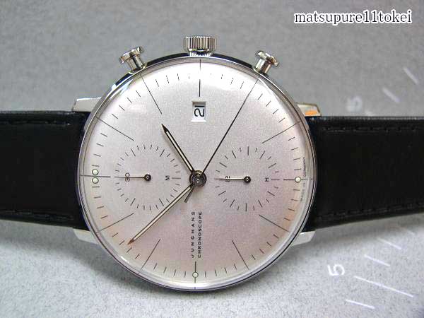 ◆未使用◆Junghans JUNGHANS Chrono Scope銀色/皮革027 / 4600.00    原文:◆未使用◆ユンハンスJUNGHANSクロノスコープ 銀/革 027/4600.00