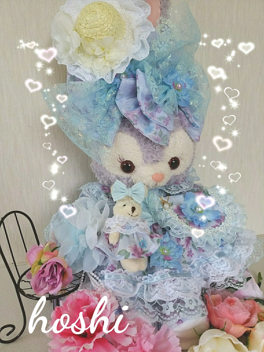 〈hoshi〉ステラルー★コスチューム★ワンピードレス★フリルと花いっぱい★麦わら帽子&ネックレス付き11点セット*