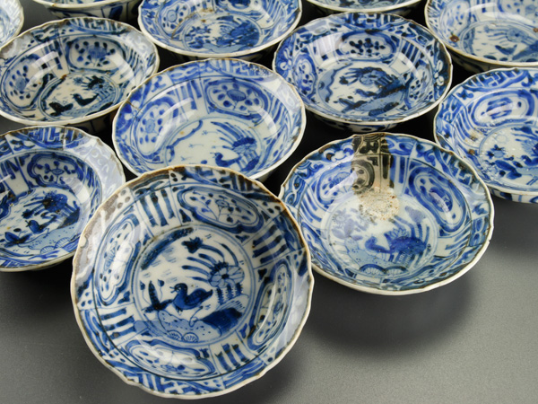 【流】古美術品 古染付芙蓉手皿19客 箱付 CB223 原文:【流】古美術品 古染付芙蓉手皿19客 箱付 CB223