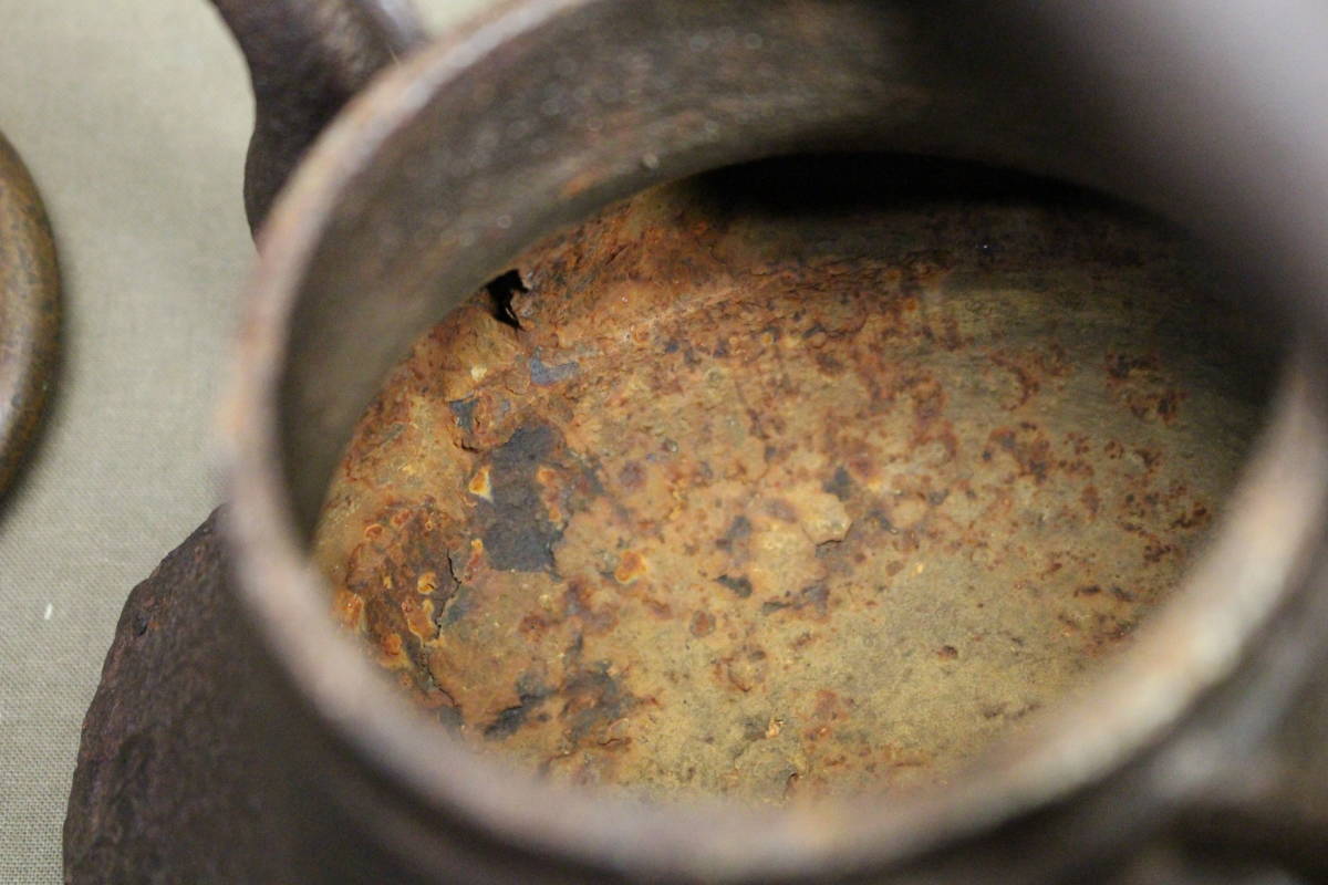 【凜】Ryujido Kozo“Urashima Taro”唐人/海岸地地文亀型瓶 原文:【凛】 龍文堂造 古作 「浦島太郎」 唐人/海辺地文 亀型鉄瓶