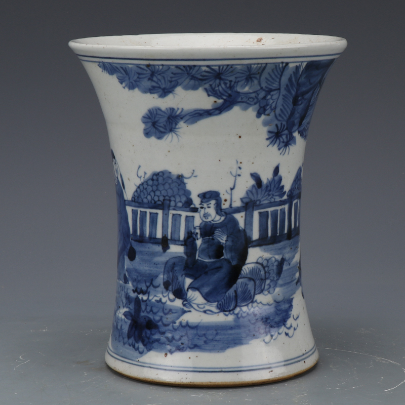 【0718CCD0349】中国古董品 清時代 青花【人物】花插 花瓶 瓶 秀作 古皿 置物 中國古美術 時代唐物 古董品 古玩 收藏品     原文:【0718CCD0349】中国古董品 清時代 青花【人物】花插 花瓶 瓶 秀作 古皿 置物 中國古美術 時代唐物 古董品 古玩 收藏品 