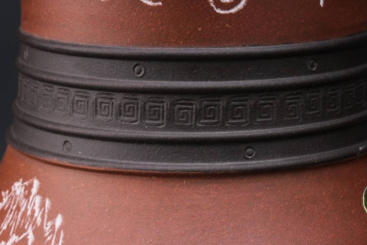 【SBCB】1969中国宜興在銘 紫砂漢詩風景文花瓶一対 原文:【SBCB】1969中国宜興在銘 紫砂漢詩風景文花瓶一対