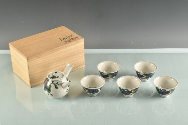 (美)16690 三ツ井為吉 色絵烏瓜茶器(本物保証+お任せで送料無料)