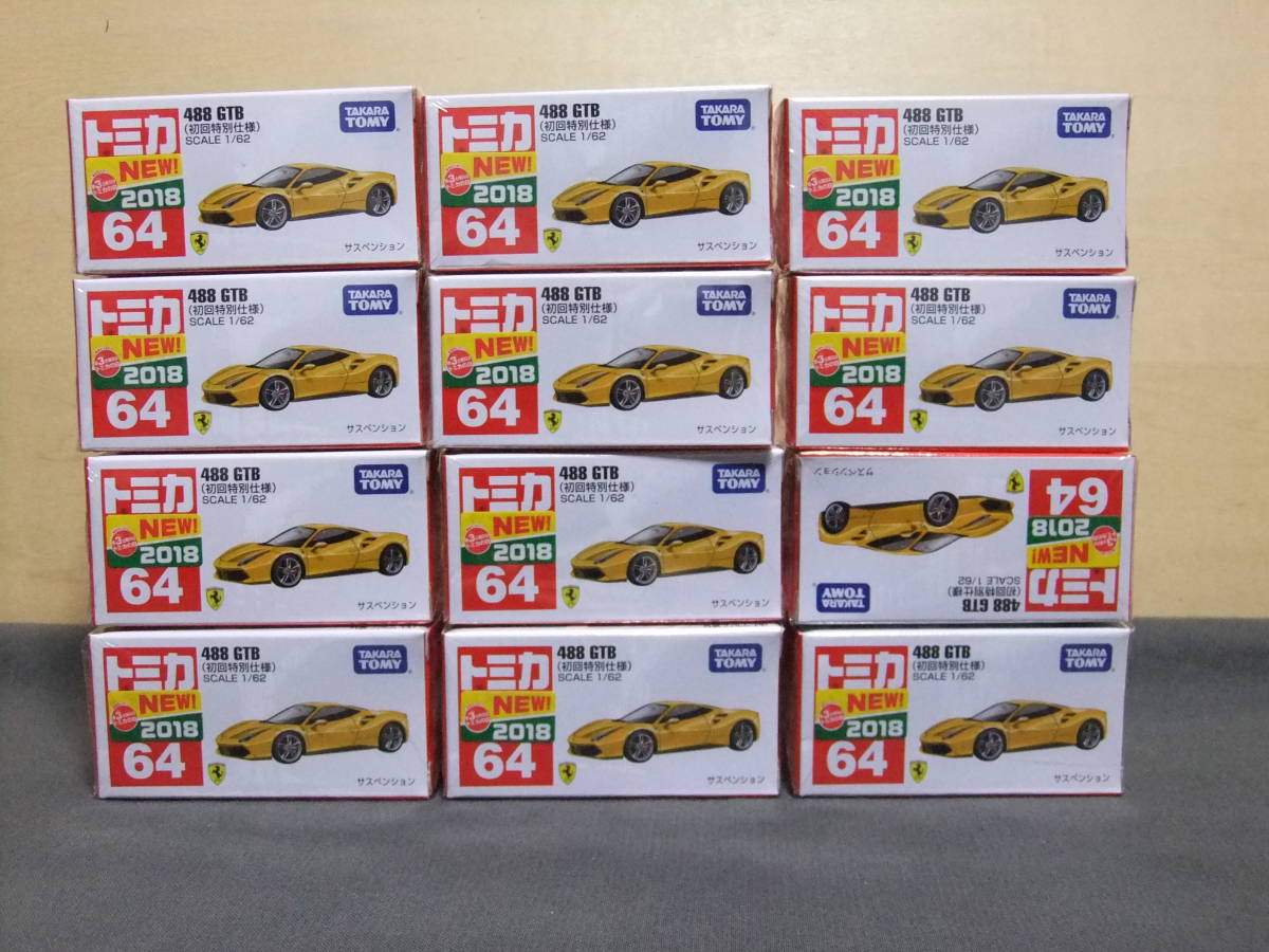 Tomica No. 64 488 GTB（初始特殊規格）12件套    原文:トミカ No.64 488 GTB(初回特別仕様)　12個セットで