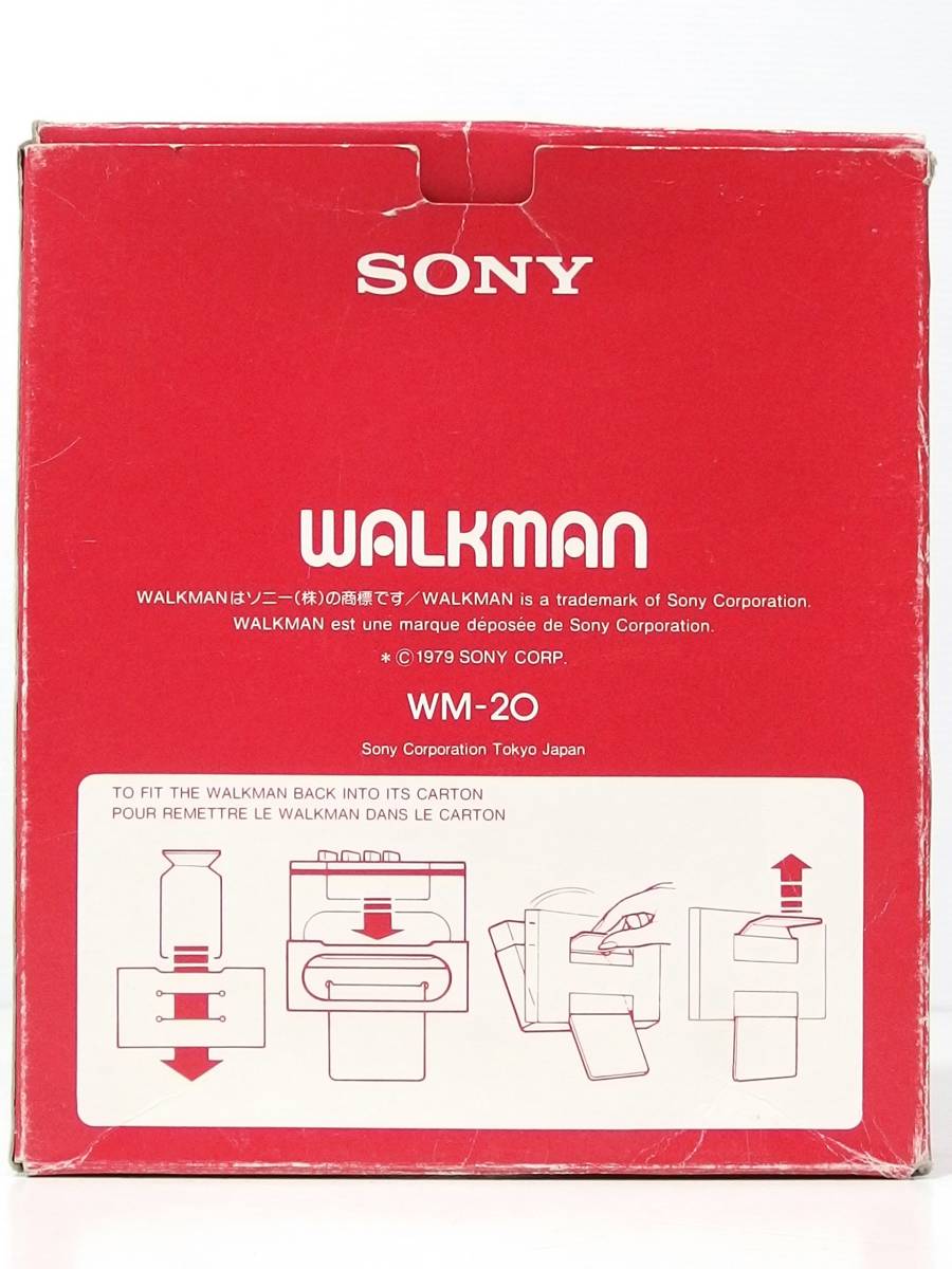 古董罕見？原裝盒耳機附SONY卡帶隨身聽WALKMAN“WM  -  20”不動產（可動聲音會做）到垃圾零件收藏    原文:アンティークレア?元箱ヘッドホン付 SONYカセットウォークマンWALKMAN「WM-20」 不動(可動音はします) ジャンク 部品取りコレクションに