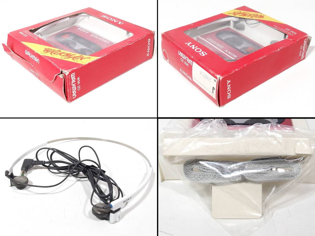 古董罕見？原裝盒耳機附SONY卡帶隨身聽WALKMAN“WM  -  20”不動產（可動聲音會做）到垃圾零件收藏    原文:アンティークレア?元箱ヘッドホン付 SONYカセットウォークマンWALKMAN「WM-20」 不動(可動音はします) ジャンク 部品取りコレクションに