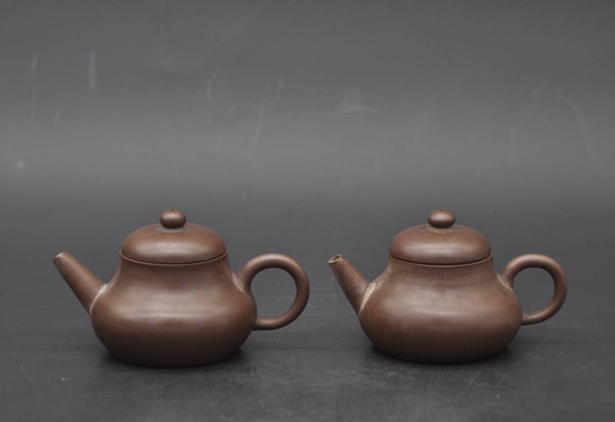     原文:萬豊順記 朱泥茶銚 紫砂 急須 一対 共箱 中国古玩 時代唐物 茶道具 YK18048