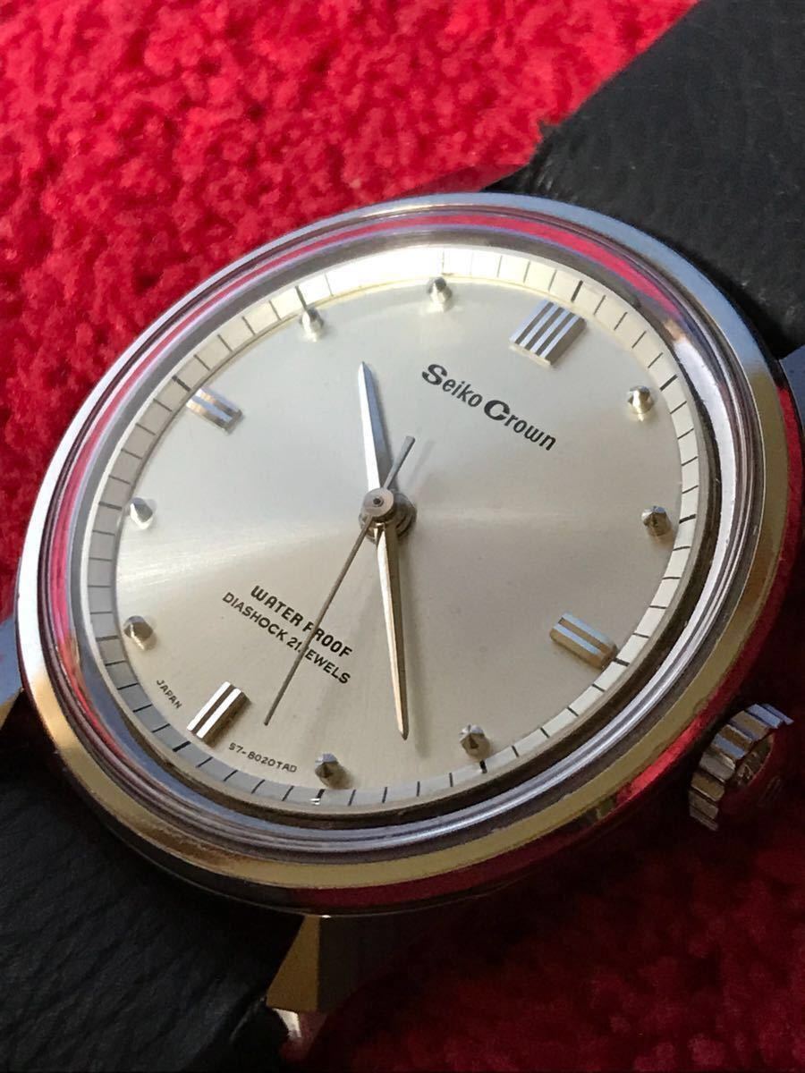     原文:★★超美品デッドストック級★★セイコークラウン57-8000防水ケース 裏蓋タツノオトシゴマーク！！手巻き腕時計アンティーク！！