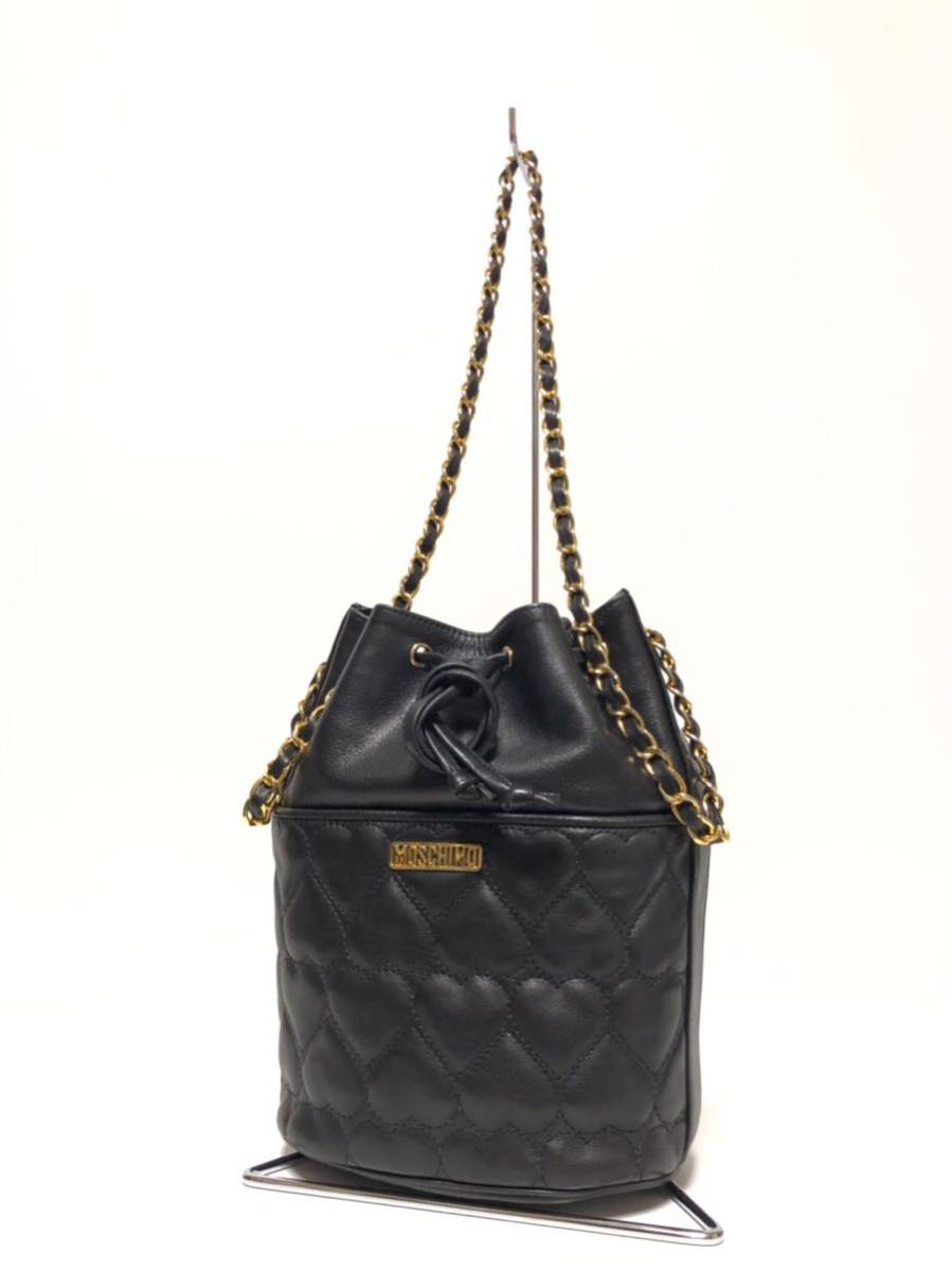 ☆美品☆ MOSCHINO モスキーノ 巾着 レザー チェーン ショルダーバッグ