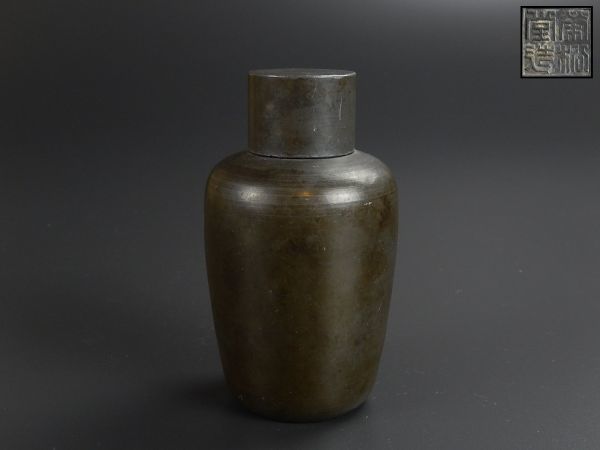 中国古玩 唐物 煎茶道具 古錫造 茶心壷 茶入 在印 時代物 極上品 初だし品 8822