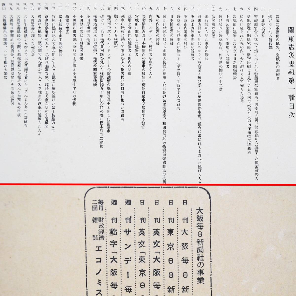 大正十二年 関東震災画報 第一輯 大阪毎日新聞社発行