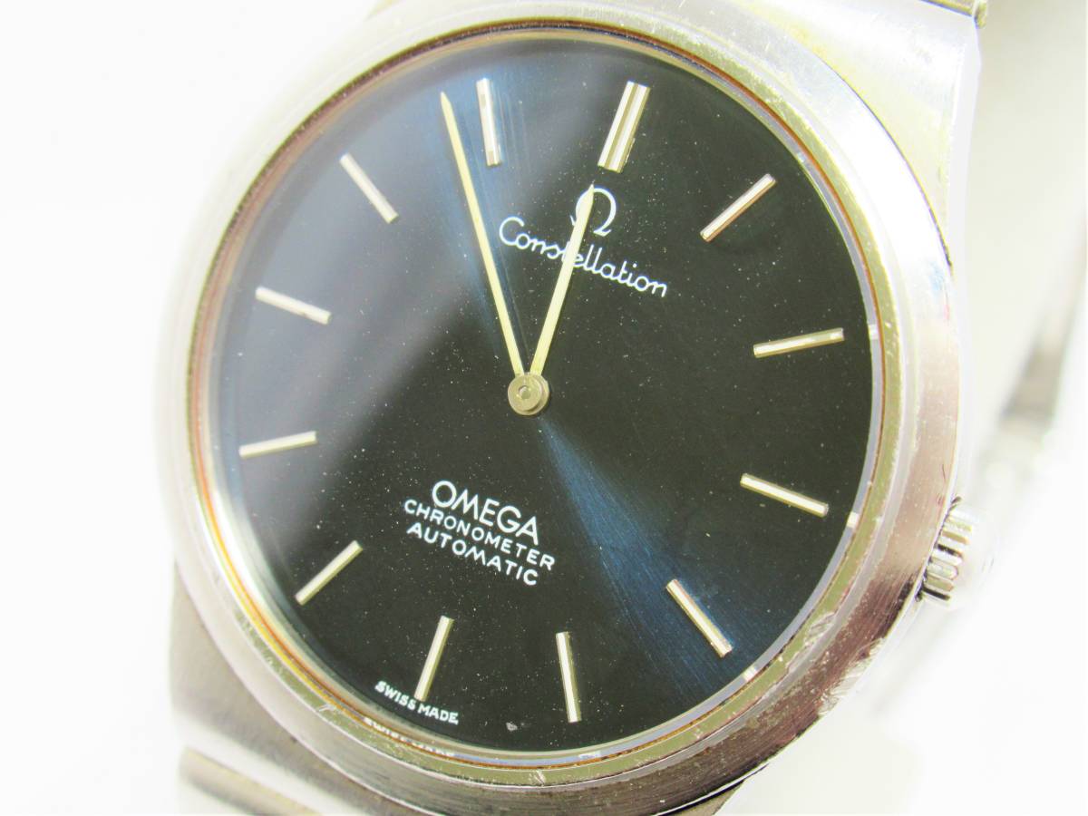 W7414 オメガ コンステレーション メンズ Cal.712 青 157.0002 自動巻き 純正ブレス 稼働品 時計 ジャンク