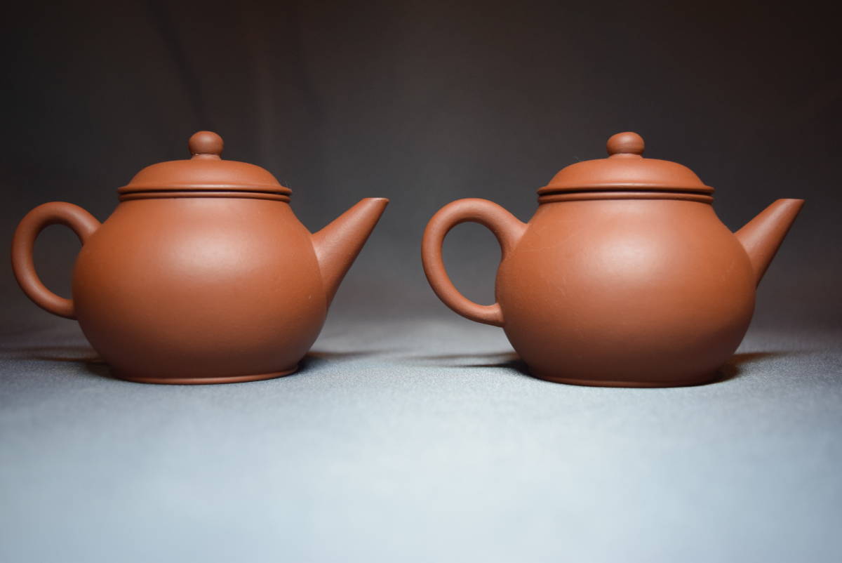 在銘 荊渓恵孟臣製 朱泥急須 朱泥茶銚 茶道具 煎茶道具 一対