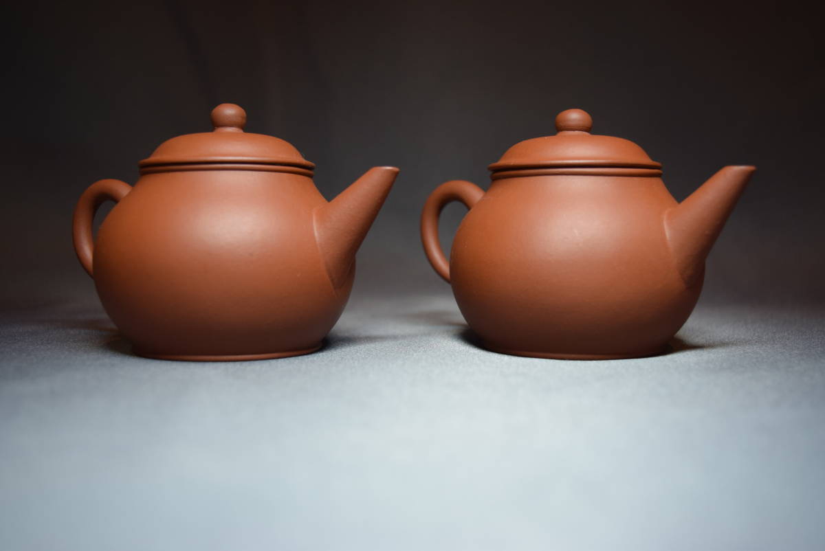 在銘 荊渓恵孟臣製 朱泥急須 朱泥茶銚 茶道具 煎茶道具 一対