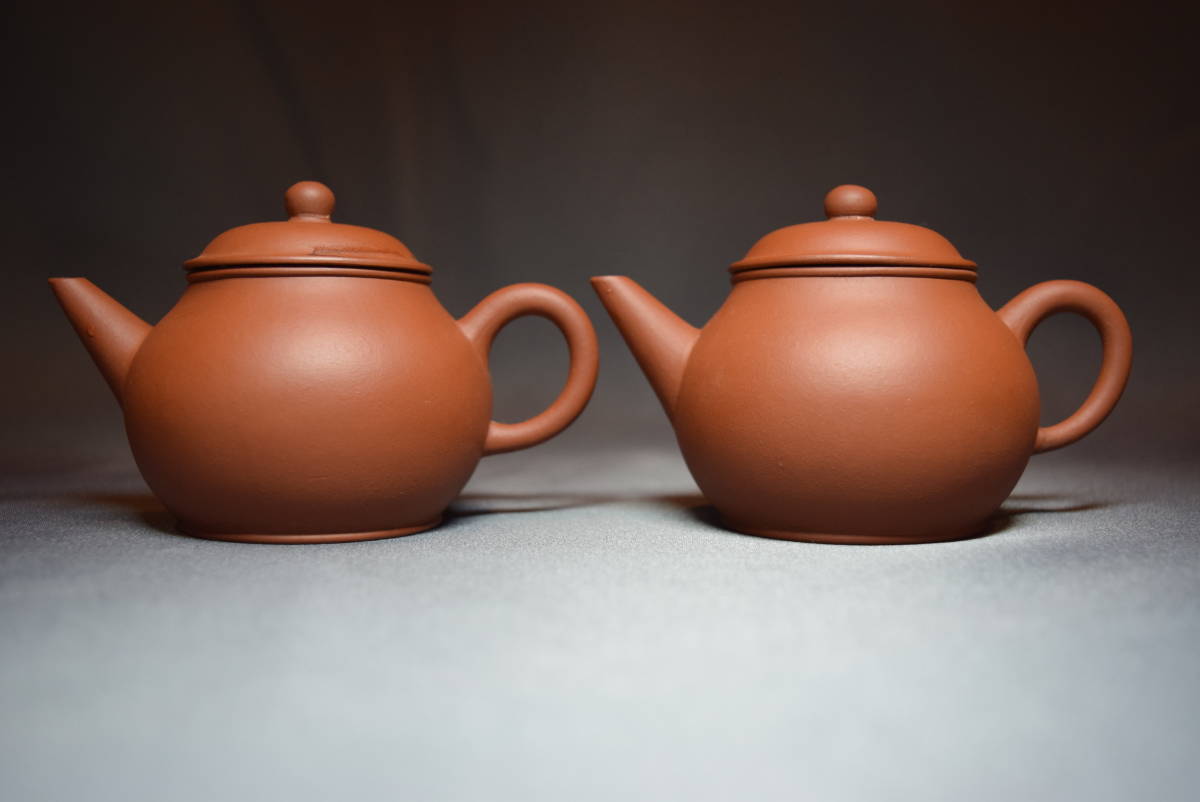 在銘 荊渓恵孟臣製 朱泥急須 朱泥茶銚 茶道具 煎茶道具 一対