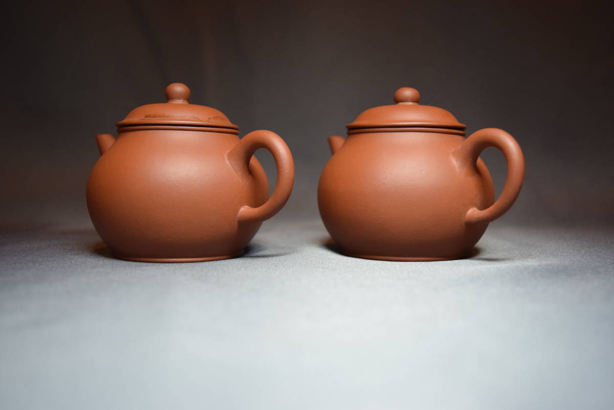 在銘 荊渓恵孟臣製 朱泥急須 朱泥茶銚 茶道具 煎茶道具 一対