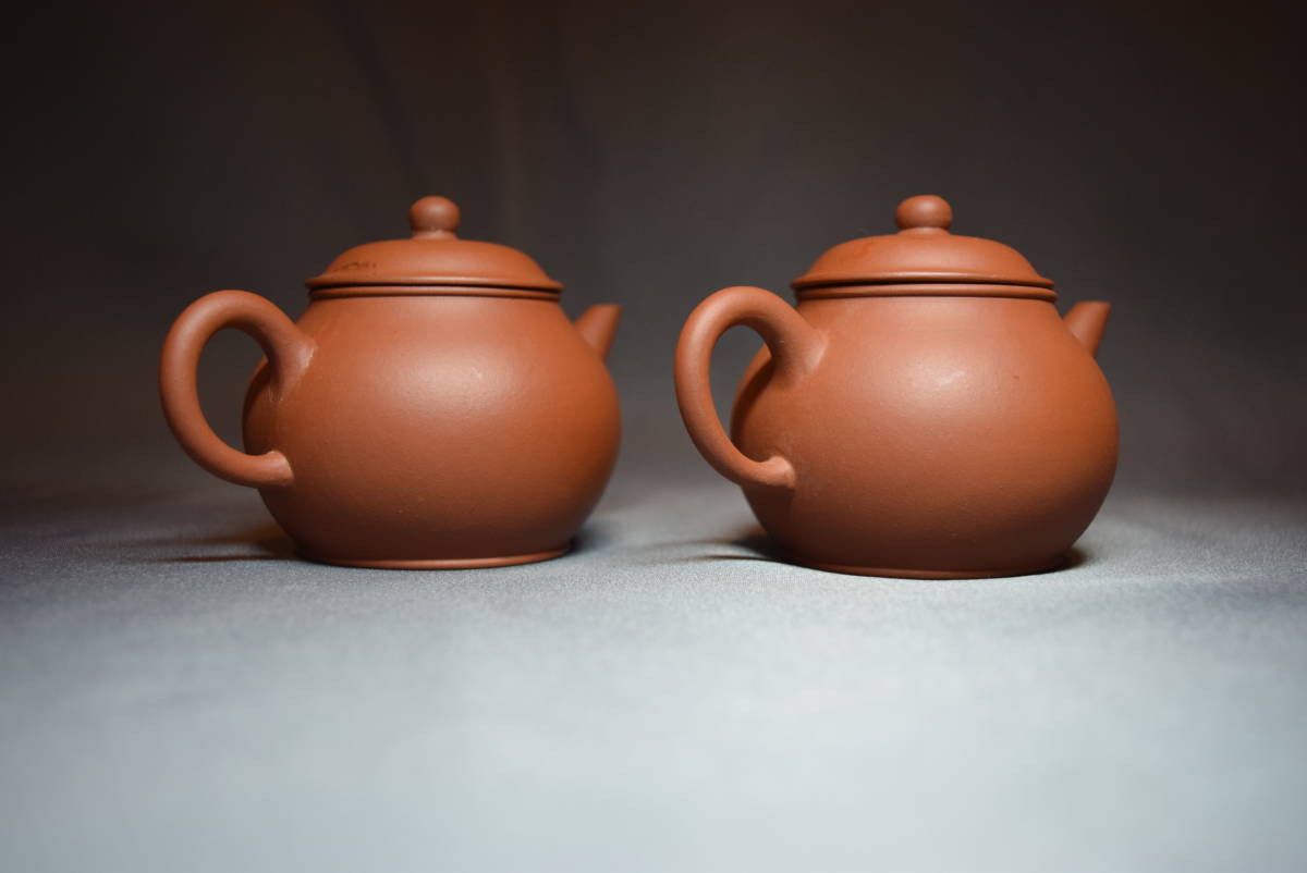 在銘 荊渓恵孟臣製 朱泥急須 朱泥茶銚 茶道具 煎茶道具 一対