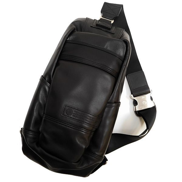 MASTER PIECE マスターピース MSPC 日本製 三越伊勢丹取扱 レザー × CORDURA ナイロン ボディバッグ ショルダーバッグ 黒▲100▼0814_024