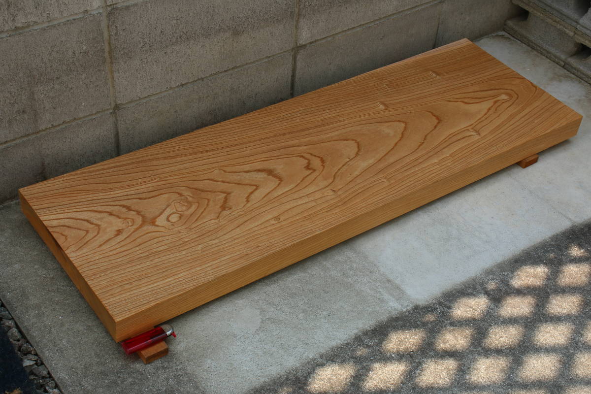 売り切り ケヤキ けやき 欅 彫刻材 テーブル 棚板 机 式台 長さ104.4cm 幅33.9cm 厚み4.6cm