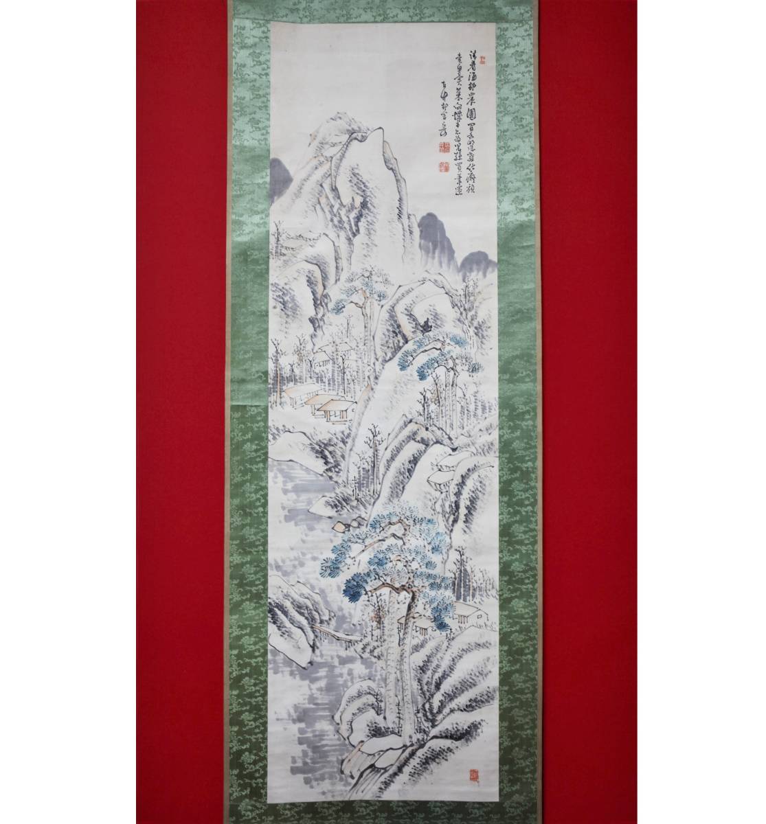 【宝屋】平野五岳「清春漁邨」肉筆掛軸★江戸明治の僧,画家・豊後(大分県)真宗大谷派専念寺の住職.法名聞恵★煎茶.古美術.日本画.書道.遺墨