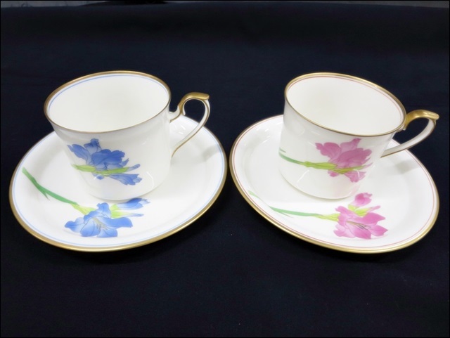 16 52-210445-02 香蘭社 KORANSHA コーヒーカップ ソーサー ペア 楕円型 皿 食器 洋食器 福52