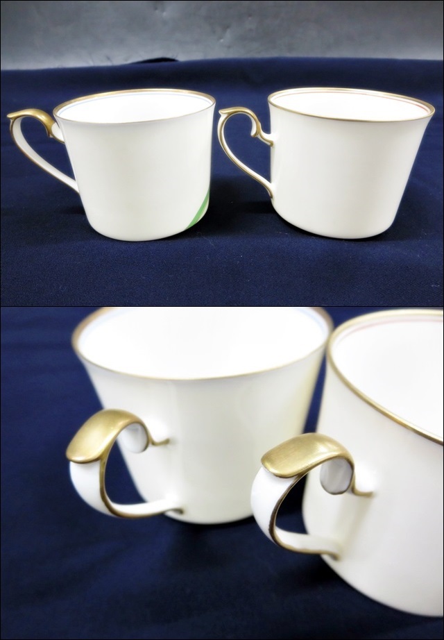 16 52-210445-02 香蘭社 KORANSHA コーヒーカップ ソーサー ペア 楕円型 皿 食器 洋食器 福52