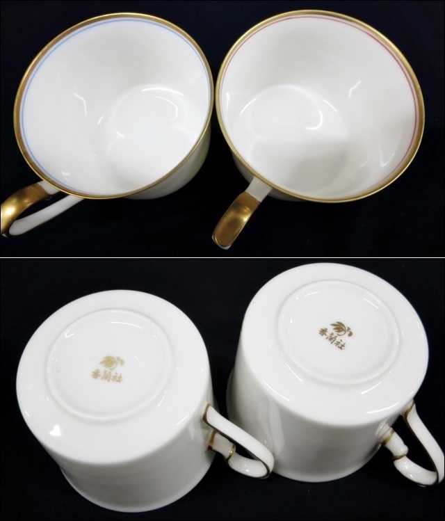16 52-210445-02 香蘭社 KORANSHA コーヒーカップ ソーサー ペア 楕円型 皿 食器 洋食器 福52