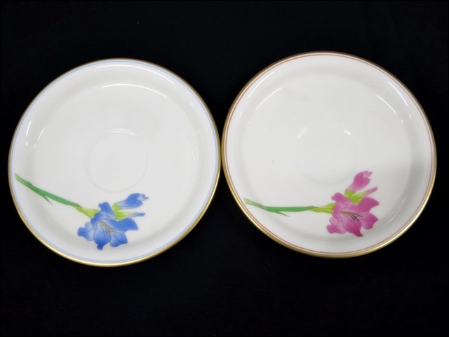 16 52-210445-02 香蘭社 KORANSHA コーヒーカップ ソーサー ペア 楕円型 皿 食器 洋食器 福52