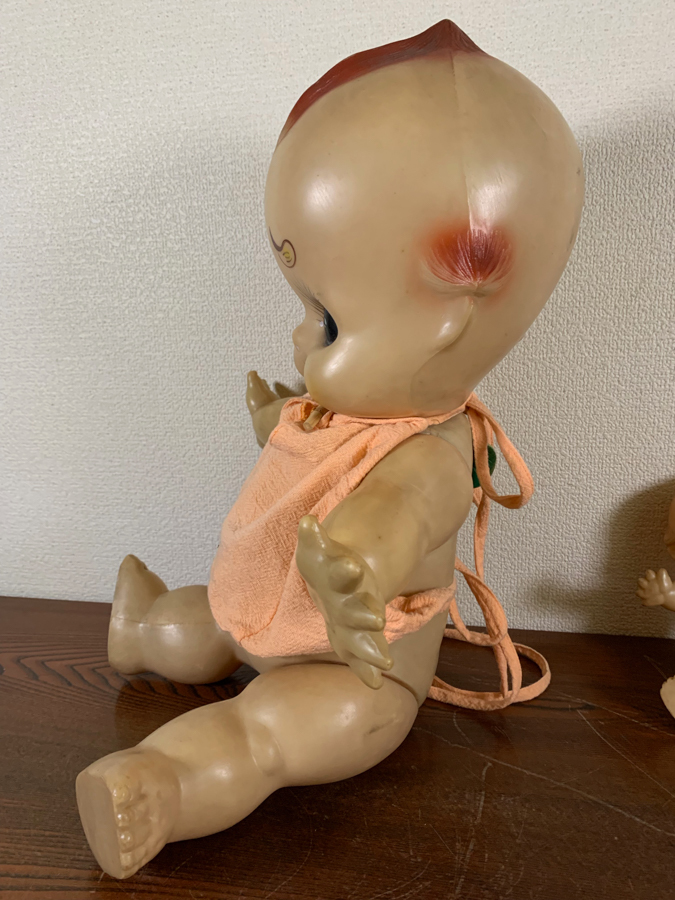 キューピー キューピー人形 大小2体 昭和レトロ 当時物 ソフビ d791